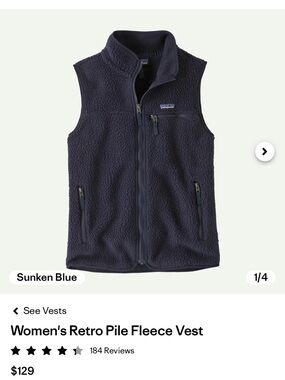 Patagonia Navy Retro Pile Fleece Vest